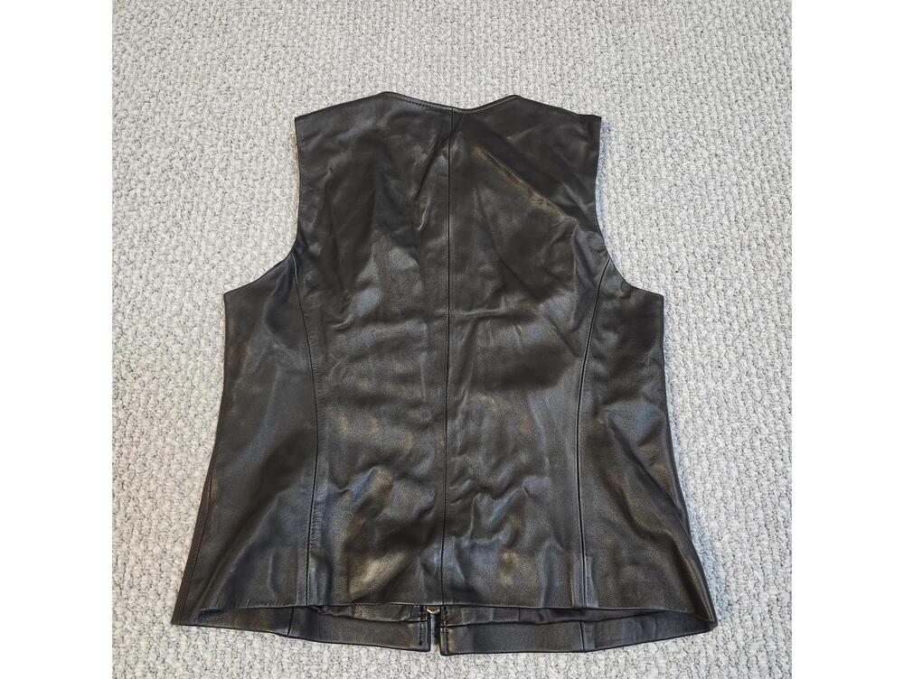 Talbots Black Leather Sleeveless Vest Petite Size 6 - Picture 6 of 8